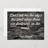 Carte Postale Empreintes Sur La Citation Lune (Devant / Derrière)