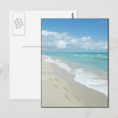 Carte Postale Empreintes sur la plage de sable blanc, Pittoresqu (Devant / Derrière)