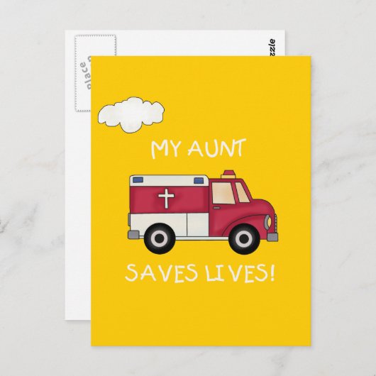 Carte Postale EMT My Tante Saves Lives T-shirts et cadeaux (Devant / Derrière)