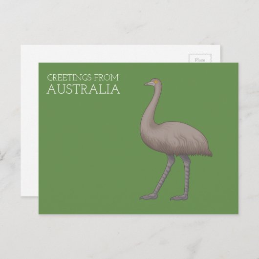 Carte postale Emu australienne (Devant / Derrière)
