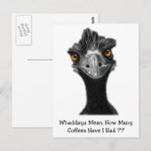 Carte Postale Ému : Drôle, Humour : Trop de cafés : Art (Devant / Derrière)