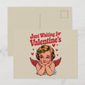 Carte Postale En attendant simplement la Saint-Valentin Bébé Cup (Devant / Derrière)