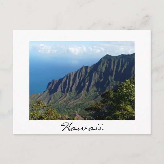 Carte postale en blanc de Na Pali Coast sur Hawaii (Devant)