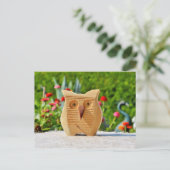 Carte postale en bois de hibou (Debout devant)