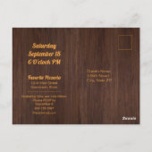 Carte postale en bois rustique pour fête d'anniver (Dos)