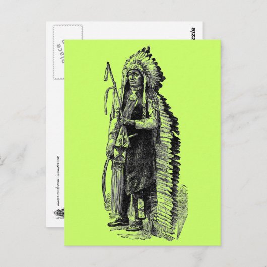 Carte postale en chef des Indiens (Devant / Derrière)