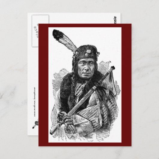 Carte postale en chef des Indiens (Devant / Derrière)