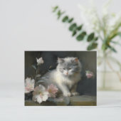 Carte Postale En Compagnie De Fleurs Gris et Blanc Kitten (Debout devant)
