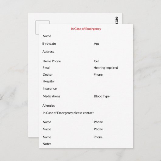 Carte postale en Coque d'urgence (Devant / Derrière)