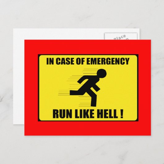 Carte Postale En Coque D'Urgence ... Cours Comme Un Enfer (Devant / Derrière)
