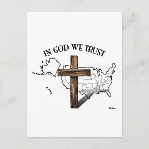 Carte Postale En Dieu nous avons confiance avec une croix robust