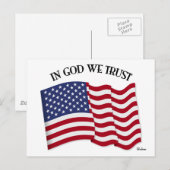 Carte Postale En Dieu nous faisons confiance au drapeau américai (Devant / Derrière)