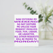 Carte Postale En Entrant Dans Mon Week-End Ne Me Dérangez Pas (Debout devant)