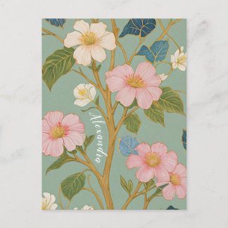Carte Postale En fleurs : Branche pastel avec fleurs roses