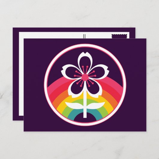carte postale en fleurs de cerisier arc-en-ciel (Devant / Derrière)