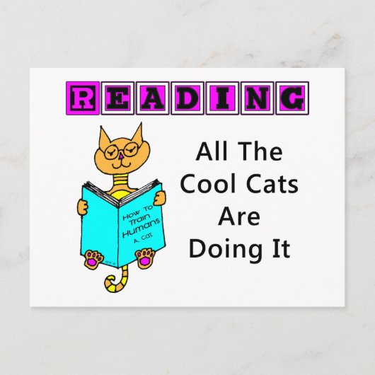 Carte Postale En Lecture, Tous Les Chats Cool Le Font (Devant)