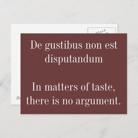 Carte Postale En matière de goût - Citation latine (Devant / Derrière)