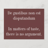 Carte Postale En matière de goût - Citation latine (Devant)