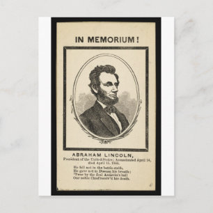 Carte Postale En mémoire ! Abraham Lincoln, président de l'Uni