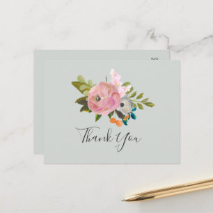 Carte postale en Merci floral peint