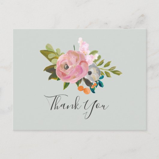 Carte postale en Merci floral peint (Devant)