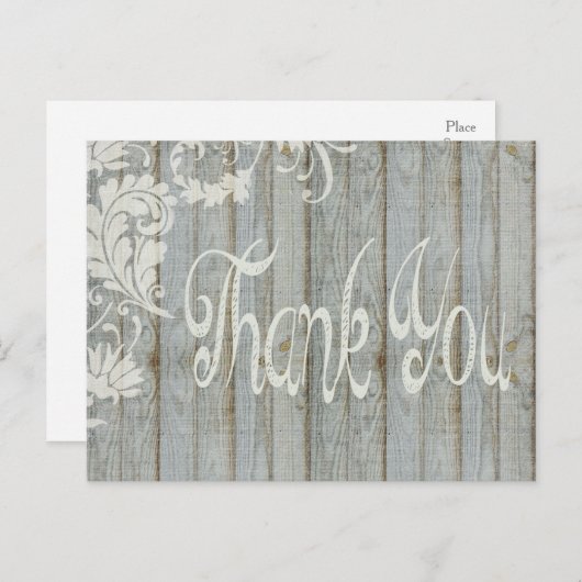 Carte postale en Merci rustique gris en bois dépri (Devant / Derrière)