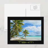 Carte postale en noir de la plage de palmiers du P (Devant / Derrière)