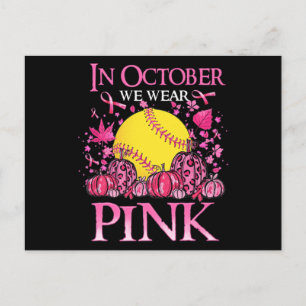 Carte Postale En Octobre Nous Portons Rose Softball Cancer Du Se