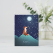 Carte Postale en paix ~ Renard charmant assis sous une Pleine lu (Debout devant)