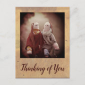 Carte Postale En pensant à vous deux poupées de chiffon copines (Devant)