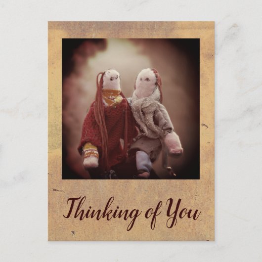 Carte Postale En pensant à vous deux poupées de chiffon copines (Devant)