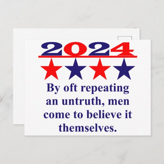 Carte Postale En Répétant Souvent Une Mauvaise Vérité - Citation (Devant / Derrière)
