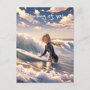Carte Postale En route pour attraper une vague