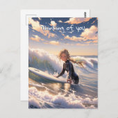 Carte Postale En route pour attraper une vague (Devant / Derrière)