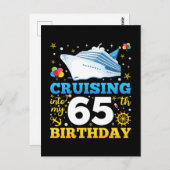 Carte Postale En route pour mon anniversaire 65 ans (Devant / Derrière)