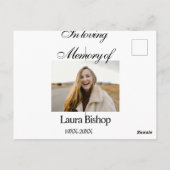 Carte Postale En souvenir affectueux de souvenir funéraire ajout (Dos)