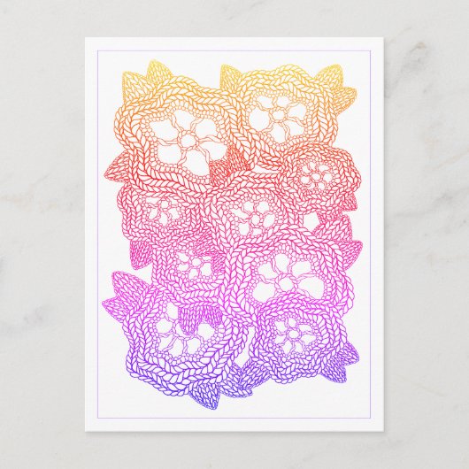CARTE POSTALE EN TRICOT FLEURI (Devant)