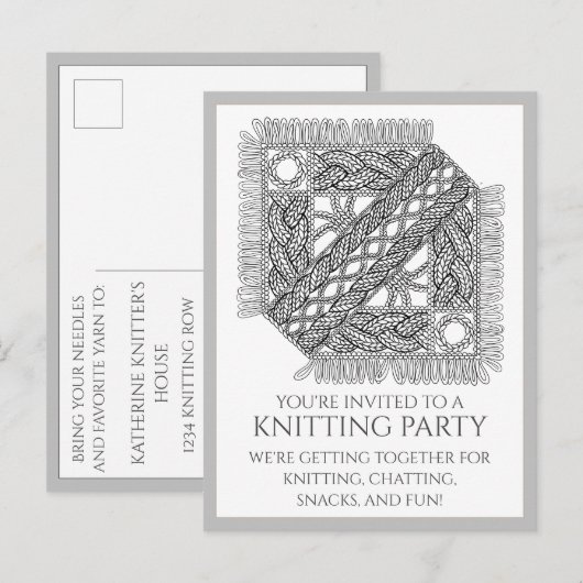 Carte postale en tricot GRAY CABLE KNIT + Texte (Devant / Derrière)