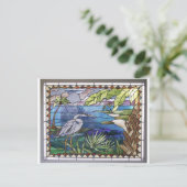 Carte postale en verre coloré Aigrette (Debout devant)