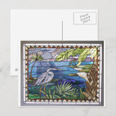 Carte postale en verre coloré Aigrette (Devant / Derrière)