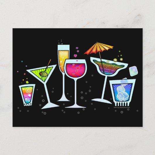 CARTE POSTALE EN VERRE DE COCKTAIL (Devant)