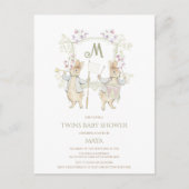 Carte Postale en vichy Peter the Rabbit Twins Baby shower Budget (Devant)