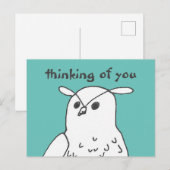 Carte Postale En vous pensant Chouette Mignonne (Devant / Derrière)