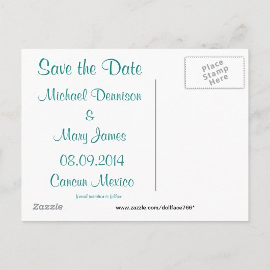 Carte postale encadrée Cœur vert sarcelle de fleur (Dos)