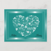 Carte postale encadrée Cœur vert sarcelle de fleur (Devant)