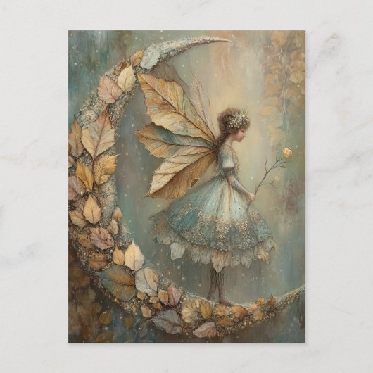 Carte Postale Enchanted Woodland Leaf Fairy Watercolor Fantasy (Devant)