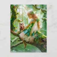 Enchanter la fée avec la chouette dans la forêt