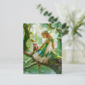 Carte Postale Enchanter la fée avec la chouette dans la forêt (Debout devant)