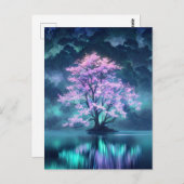 Carte Postale Enchanter l'arbre violet au lac paisible (Devant / Derrière)
