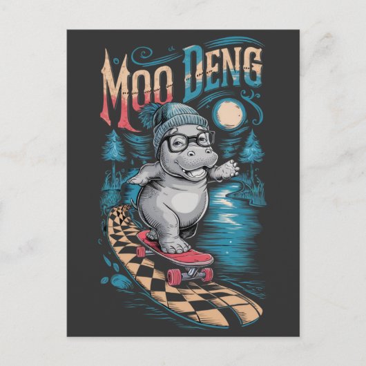 Carte Postale Enchanter Moo Deng Hippo (Devant)
